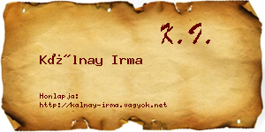 Kálnay Irma névjegykártya
